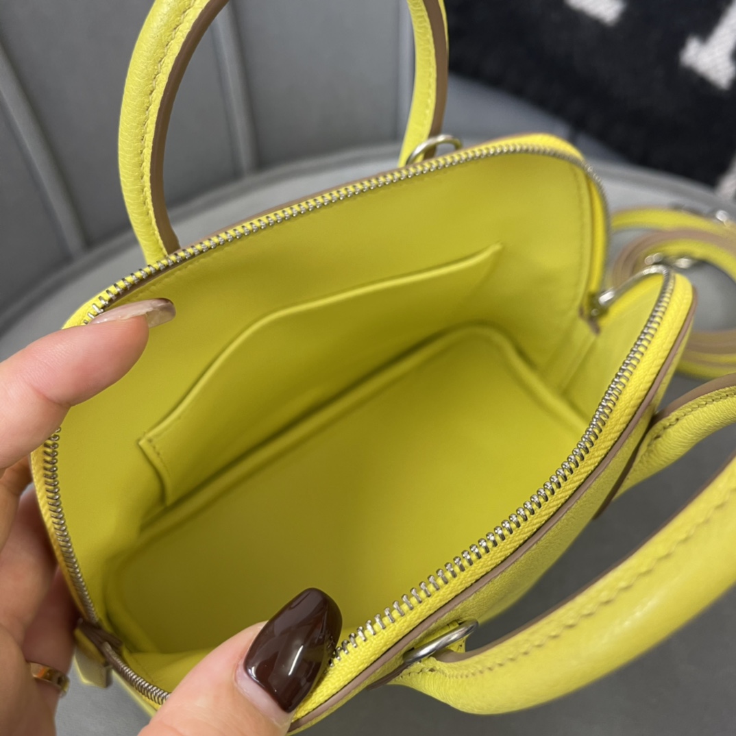 에르메스 미니 볼리드백 레몬 옐로우 은장 염소가죽